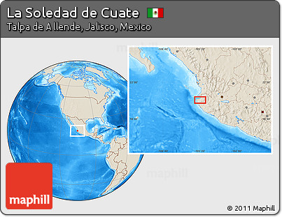 Shaded Relief Location Map of La Soledad De Cuate