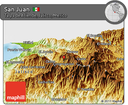Physical Panoramic Map of San Juan