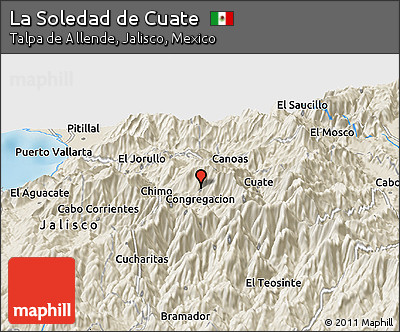 Shaded Relief Panoramic Map of La Soledad De Cuate