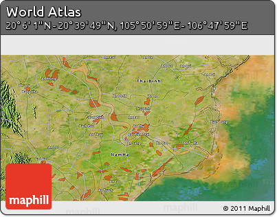 Satellite 3D Map of the Area around 20° 22' 55" N, 106° 19' 29" E