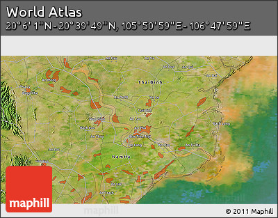 Satellite 3D Map of the Area around 20° 22' 55" N, 106° 19' 29" E