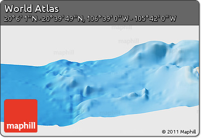 Shaded Relief Panoramic Map of the Area around 20° 22' 55" N, 106° 10' 30" W