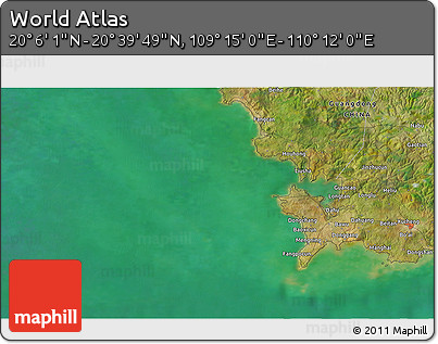 Satellite 3D Map of the Area around 20° 22' 55" N, 109° 43' 29" E