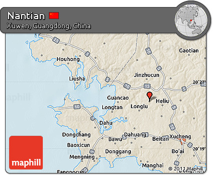 Shaded Relief Map of Nantian