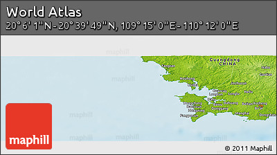 Physical Panoramic Map of the Area around 20° 22' 55" N, 109° 43' 29" E