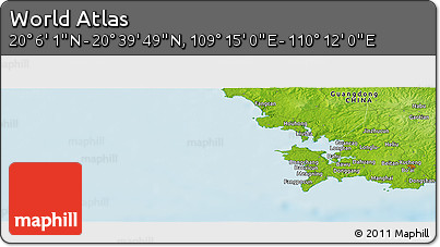 Physical Panoramic Map of the Area around 20° 22' 55" N, 109° 43' 29" E