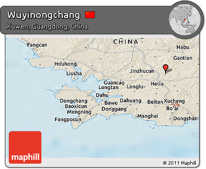 Shaded Relief Panoramic Map of Wuyinongchang