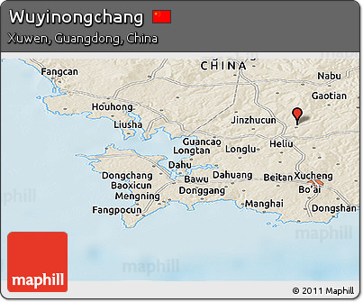 Shaded Relief Panoramic Map of Wuyinongchang