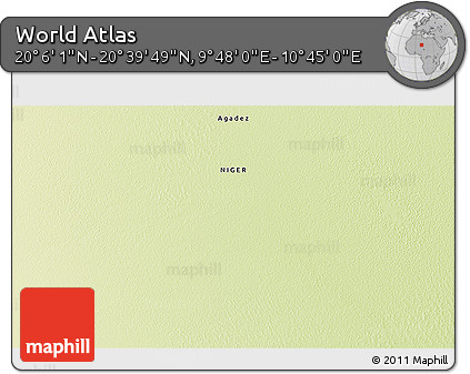 Physical 3D Map of the Area around 20° 22' 55" N, 10° 16' 30" E