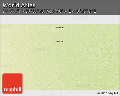 Physical 3D Map of the Area around 20° 22' 55" N, 10° 16' 30" E