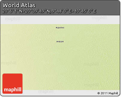 Physical 3D Map of the Area around 20° 22' 55" N, 10° 16' 30" E