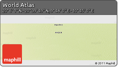 Physical Panoramic Map of the Area around 20° 22' 55" N, 10° 16' 30" E