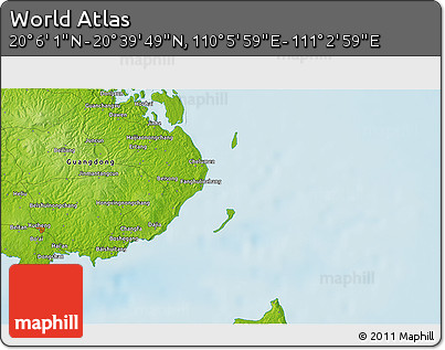 Physical 3D Map of the Area around 20° 22' 55" N, 110° 34' 29" E