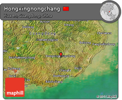 Satellite 3D Map of Hongxingnongchang