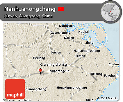 Shaded Relief 3D Map of Nanhuanongchang
