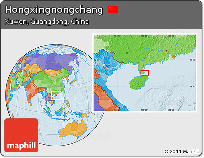 Political Location Map of Hongxingnongchang