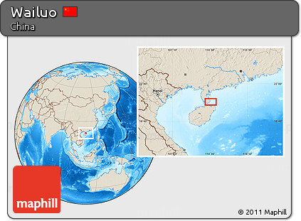 Shaded Relief Location Map of Wailuo