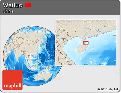Shaded Relief Location Map of Wailuo