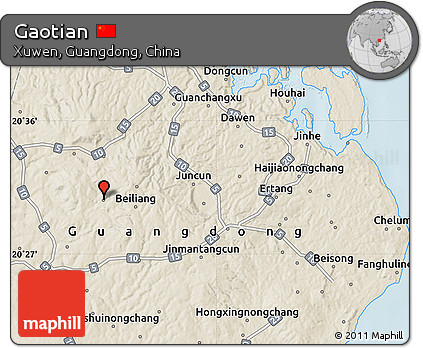 Shaded Relief Map of Gaotian