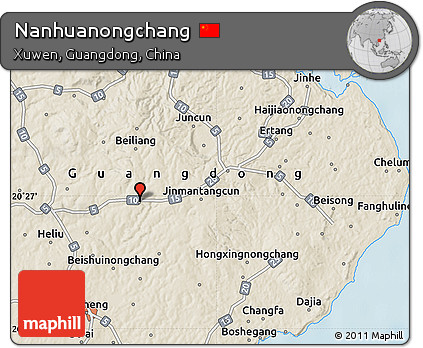Shaded Relief Map of Nanhuanongchang