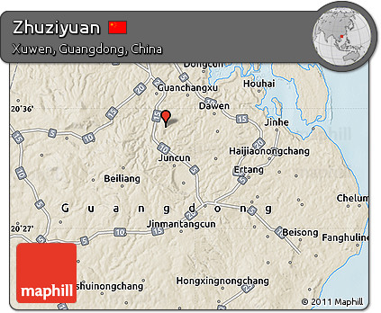 Shaded Relief Map of Zhuziyuan