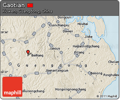 Shaded Relief Map of Gaotian