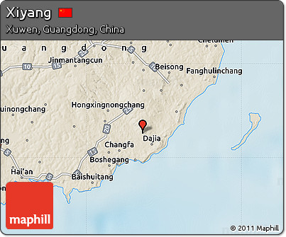 Shaded Relief Map of Xiyang