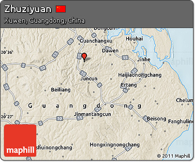 Shaded Relief Map of Zhuziyuan