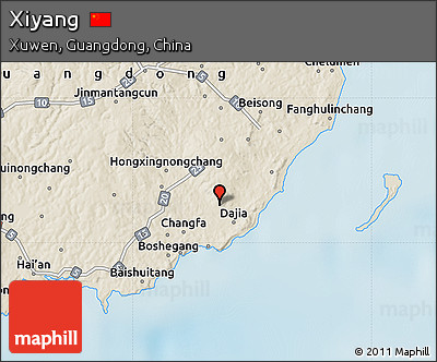 Shaded Relief Map of Xiyang