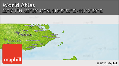 Physical Panoramic Map of the Area around 20° 22' 55" N, 110° 34' 29" E