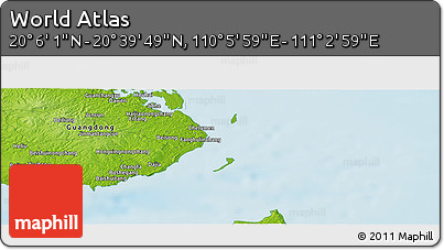 Physical Panoramic Map of the Area around 20° 22' 55" N, 110° 34' 29" E