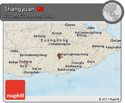 Shaded Relief Panoramic Map of Shangyuan