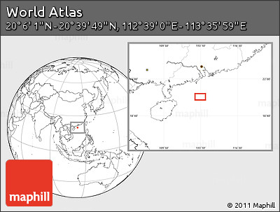 Blank Location Map of the Area around 20° 22' 55" N, 113° 7' 30" E
