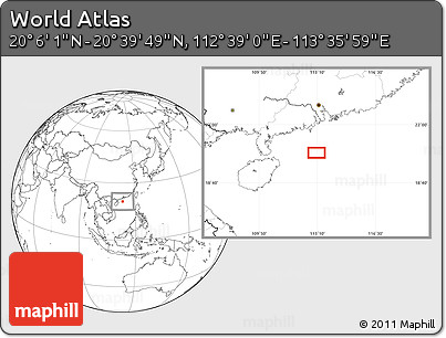 Blank Location Map of the Area around 20° 22' 55" N, 113° 7' 30" E