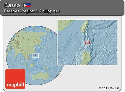 Savanna Style Location Map of Basco, hill shading