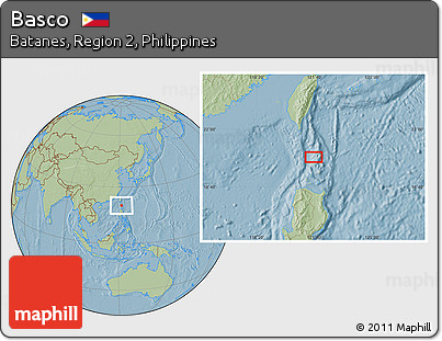 Savanna Style Location Map of Basco, hill shading