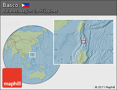 Savanna Style Location Map of Basco, hill shading