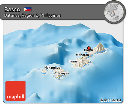 Shaded Relief Panoramic Map of Basco