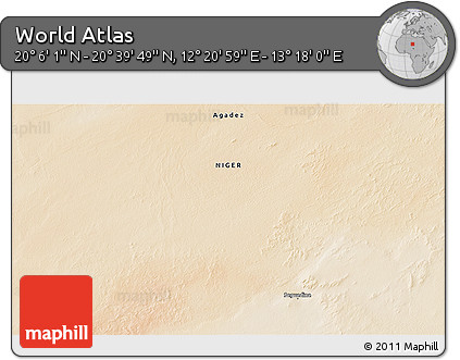 Satellite 3D Map of the Area around 20° 22' 55" N, 12° 49' 29" E