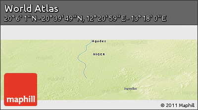 Physical Panoramic Map of the Area around 20° 22' 55" N, 12° 49' 29" E