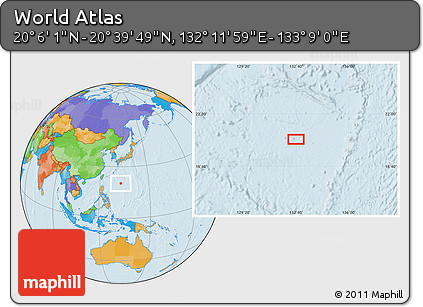Political Location Map of the Area around 20° 22' 55" N, 132° 40' 30" E