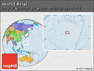 Political Location Map of the Area around 20° 22' 55" N, 132° 40' 30" E