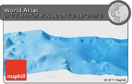 Physical Panoramic Map of the Area around 20° 22' 55" N, 142° 52' 30" E
