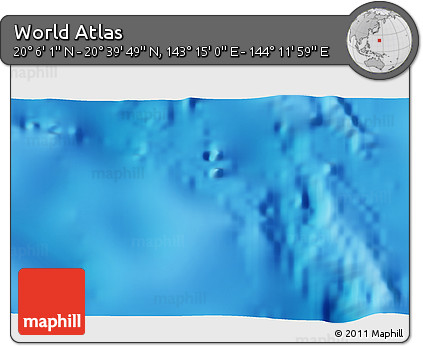 Physical 3D Map of the Area around 20° 22' 55" N, 143° 43' 29" E