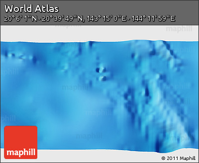 Physical 3D Map of the Area around 20° 22' 55" N, 143° 43' 29" E