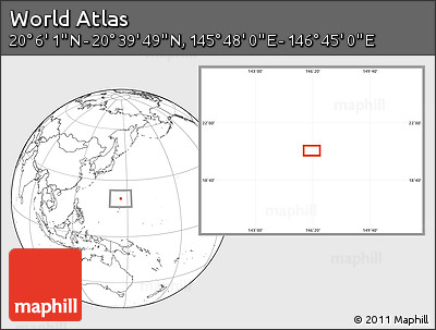 Blank Location Map of the Area around 20° 22' 55" N, 146° 16' 30" E