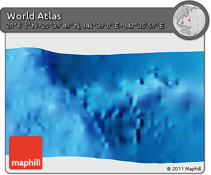 Physical 3D Map of the Area around 20° 22' 55" N, 147° 7' 30" E