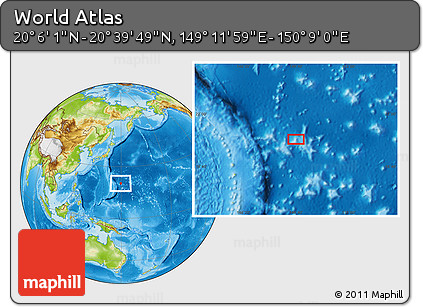 Physical Location Map of the Area around 20° 22' 55" N, 149° 40' 30" E