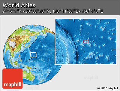 Physical Location Map of the Area around 20° 22' 55" N, 149° 40' 30" E