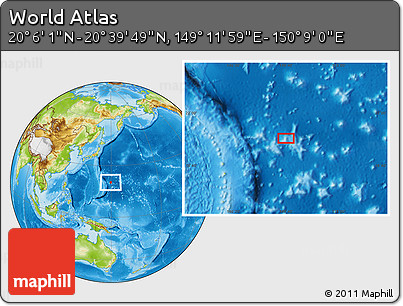 Physical Location Map of the Area around 20° 22' 55" N, 149° 40' 30" E